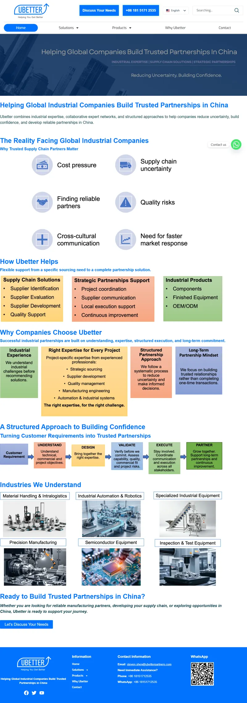 Ubetter | Trusted Partner for Industrial Supply Chain Solutions in China 网页长截图