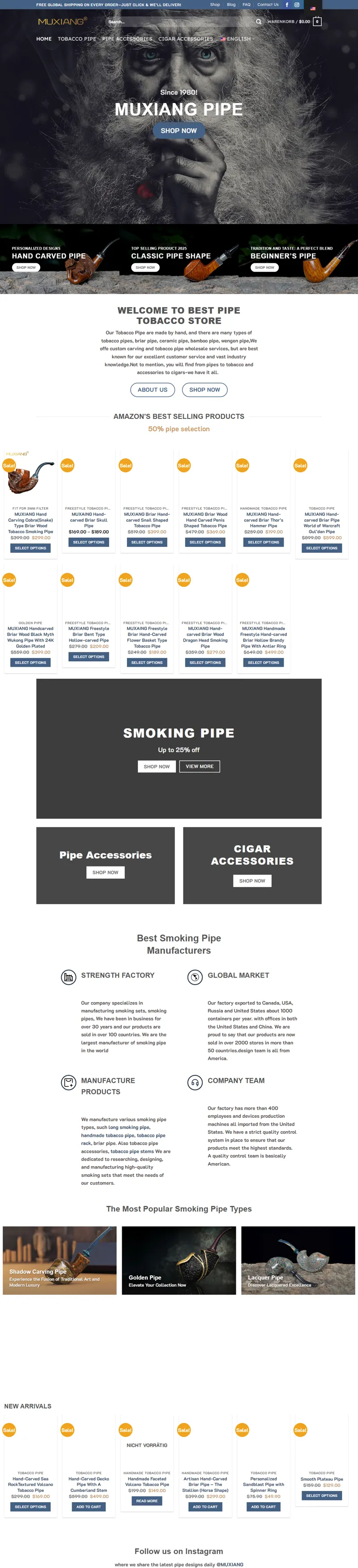 Best Selling Tobacco Pipe In 2024 | MUXIANG Pipe Shop - MUXIANG Pipe Shop 网页长截图