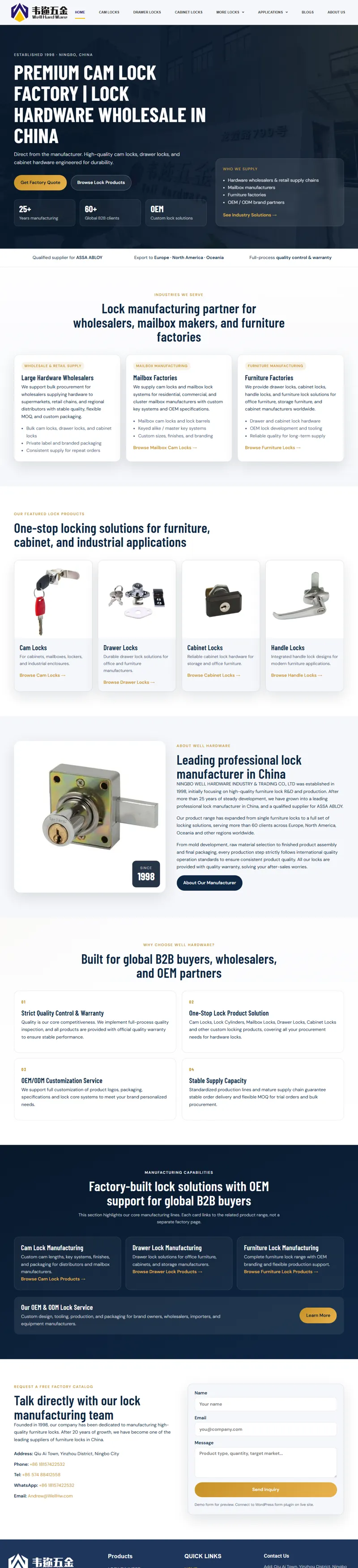 China Lock Manufacturer | Cam Lock Factory | WELLHW 网页长截图
